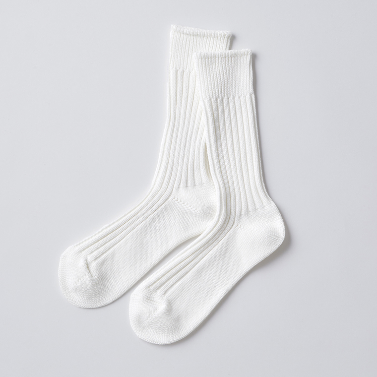 Organic Ribbed Socks ホワイト