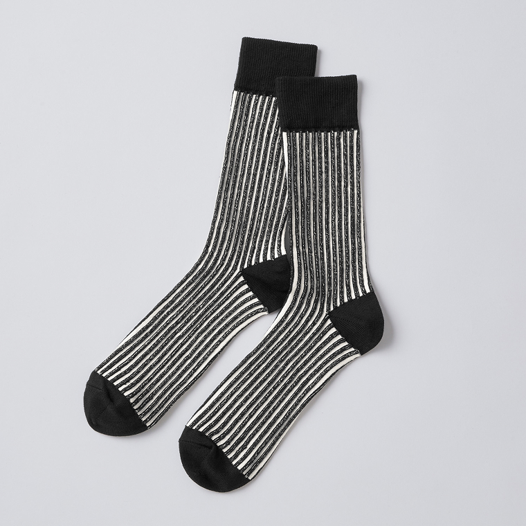 Organic Striped Float Knitting Socks ブラック