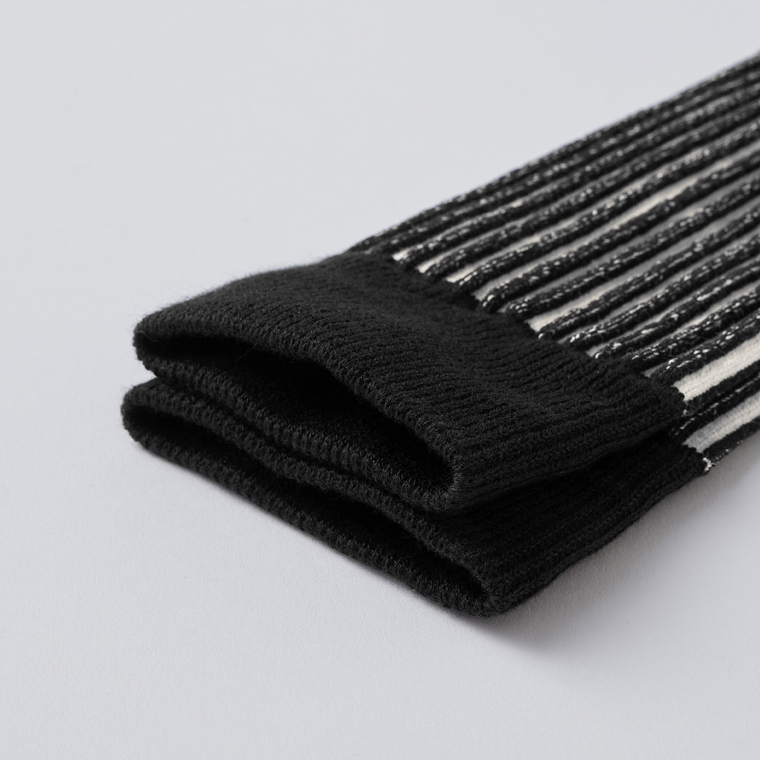 Organic Striped Float Knitting Socks ブラック