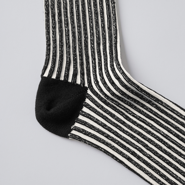 Organic Striped Float Knitting Socks ブラック
