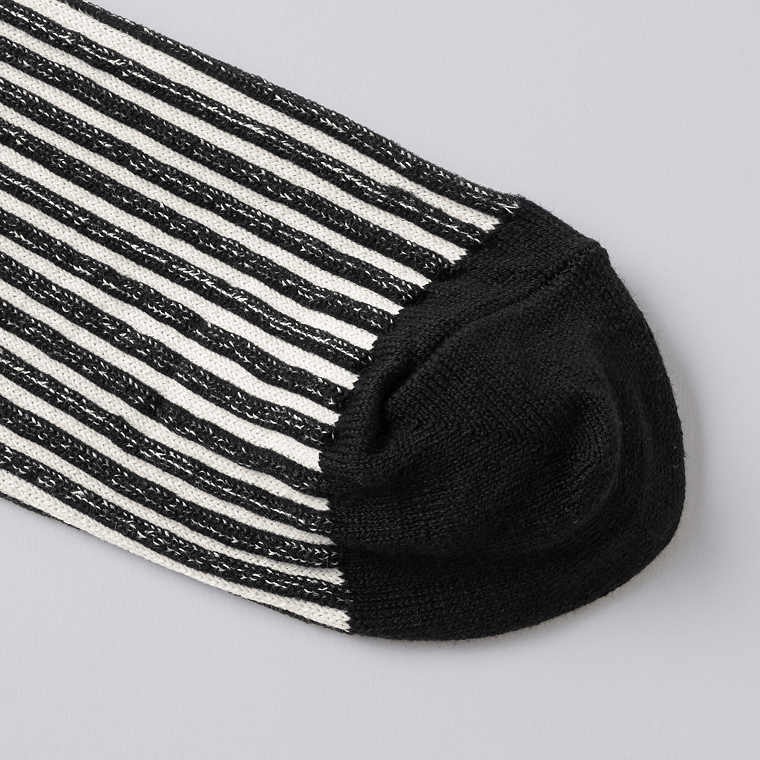 Organic Striped Float Knitting Socks ブラック